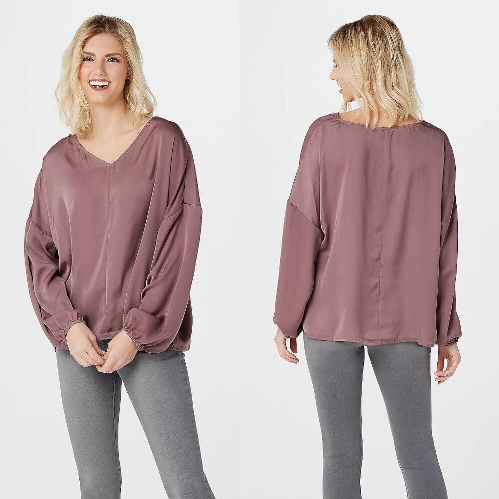 Du Jour V-Neck Drop Shoulder Blouse Size L